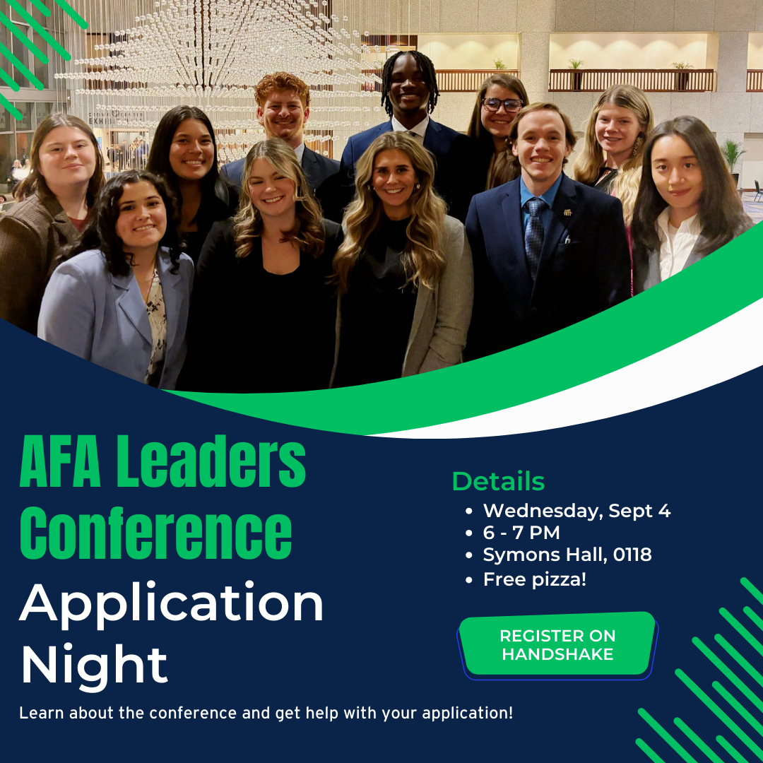 Promotional image for AFA Leaders Conference Application Night