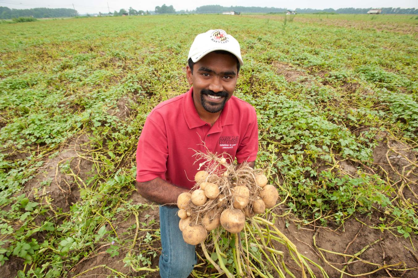 Extension employee in a field