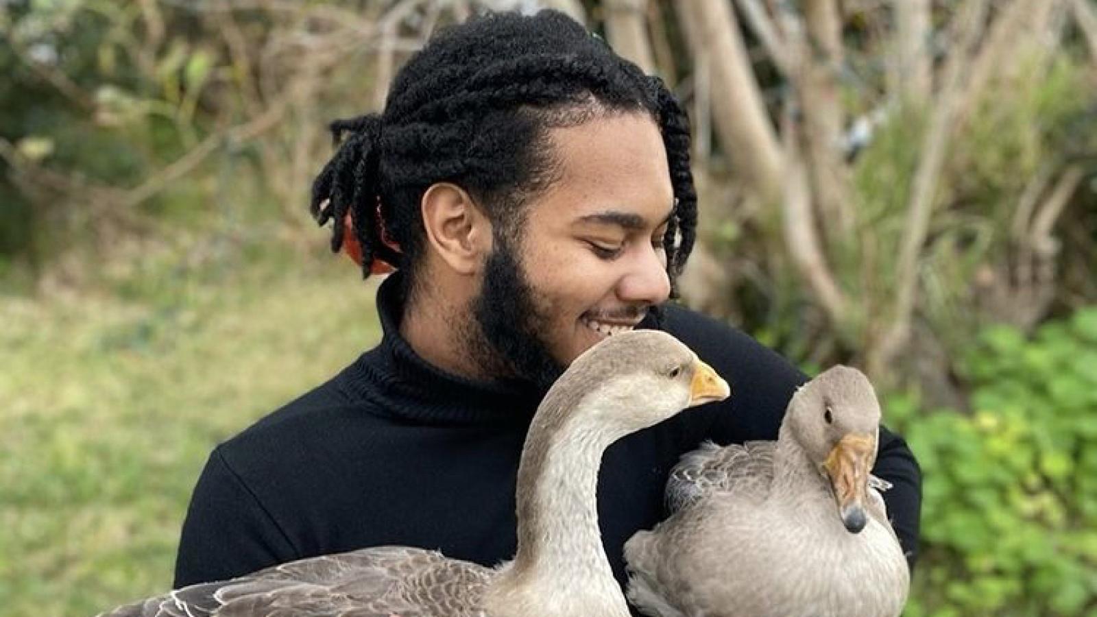 Student with birds